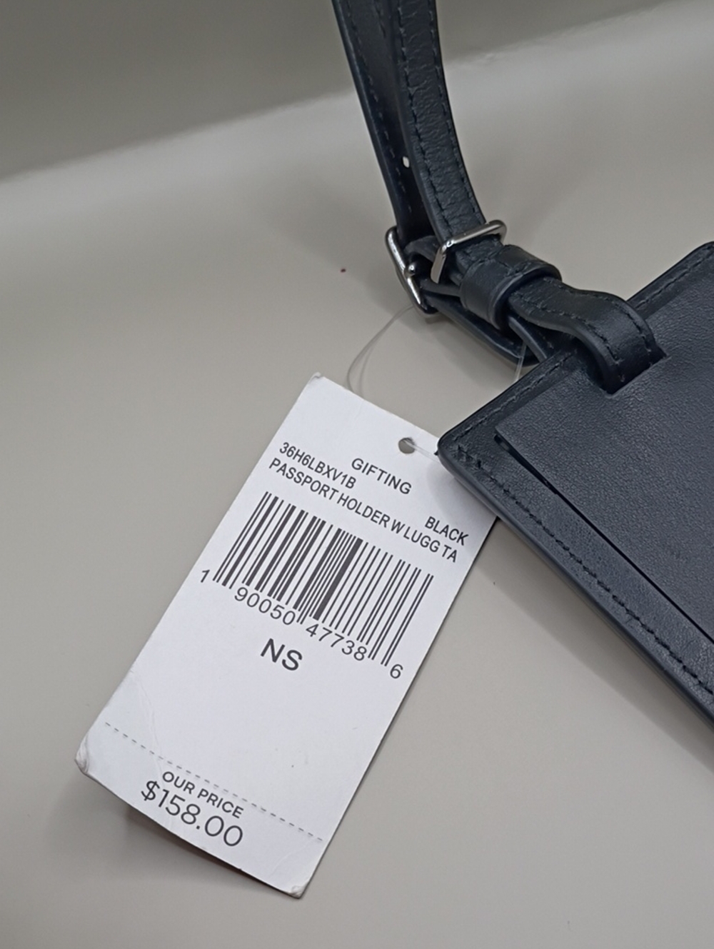 Michael Kors Black Leather Luggage Tag with Strap - Picture 2 of 6